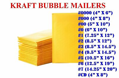 #ad 50 100 200 500 Kraft Bubble Mailers Padded Envelope Shipping Bags Seal Any Size $815.42