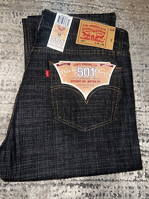 #ad levis 501 34x30 mens jeans new Black Blue Straight Leg Button Fly $50.00