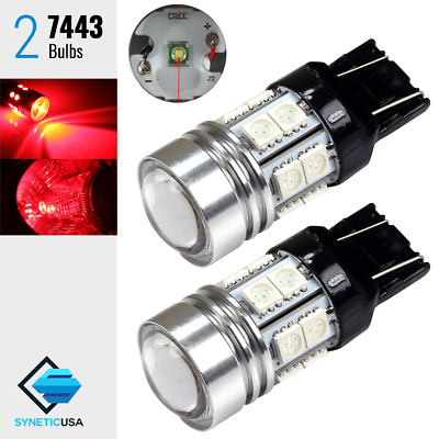 #ad 2x 7443 7440 High Power Q5SMD Red Brake Tail Stop LED Light Bulb Projector $12.49