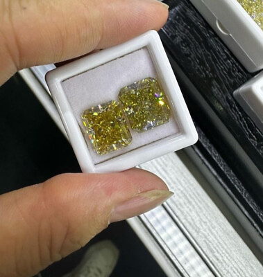 #ad 2PC CERTIFIED Natural Diamond Radiant Yellow Color Cut D Grade VVS1 1 Free Gift $128.00