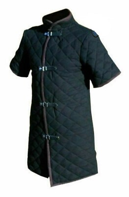 Medieval Celtic Black Padded Gambeson Viking With Short Sleeves $101.20