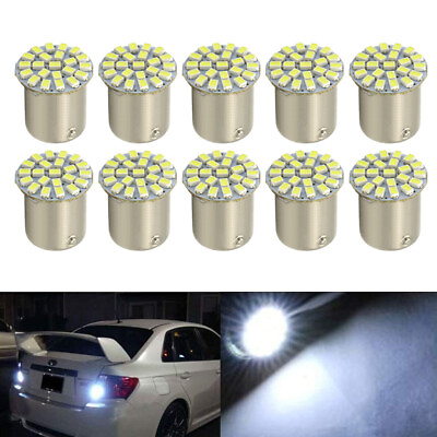 #ad 10Pcs LED Car Bulb 1156 BA15S 1206 22SMD White Light Brake Turn Tail Revese Lamp $8.34