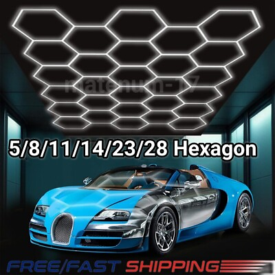 #ad Hexagon LED Lighting Car Detail Garage Workshop Retail Light Hex Without Border $329.99