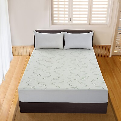 #ad Bamboo Waterproof Mattress Protector Quilted Breathable Premium Mattress Cover $23.96