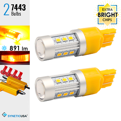#ad 2x 7443 High Power LED Amber Yellow Rear Turn Signal 890LM Lights BulbsResistor $12.39