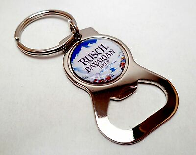 #ad BUSCH BAVARIAN Beer Beer Can Bottle Cap Opener Key Chain Key Ring Handmade $10.25