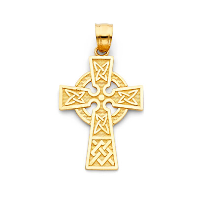 #ad GOLD 14K Yellow Religious Jesus Celtic Cross Pendant Charm for Necklace or Chain $181.97