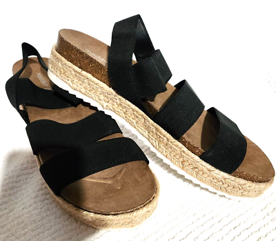 Madden Girl Cybell Black Straps Size 11 Platform Espadrilles Sandals Women’s $12.88