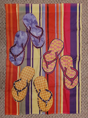 #ad Flip Flop Garden Summer Flag Colorful Double Sided Beach Ready Fun Family Flag $8.97