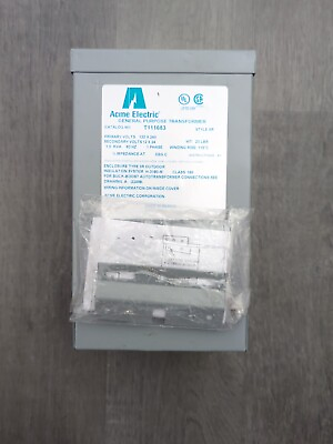 #ad ACME ELECTRIC GENERAL PURPOSE TRANSFORMER T111683 1.0 KVA 1 PHASE $199.90