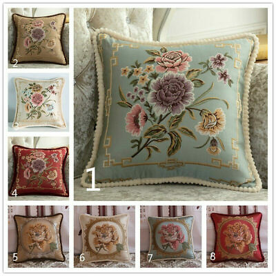 #ad 1 Piece Sofa Pillow Cover Set Cushion Embroidery Floral Home Decor Vintage* $14.89