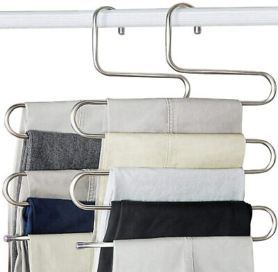 #ad Trousers Hanger 5 Layers S Shape Pants Scarf Hanger Holder Closet Space Saver $5.99