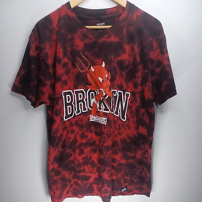 #ad Hot Stuff Devil Broken Promises Red amp; Black Men Tie Dye Graphic T Shirt Size M $19.99