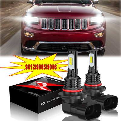 #ad For 2014 2015 Jeep Cherokee 2 Sides White 6000K 9012 LED Headlight Bulbs Power $19.99