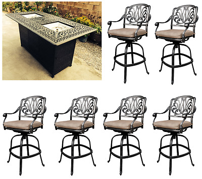 #ad Fire pit patio propane table Elisabeth outdoor barstools cast aluminum furniture $3691.00
