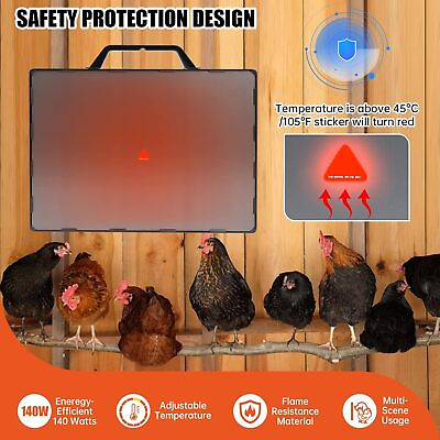 #ad Fitinhot Chicken Coop Heater 140W Radiant Space Heat Flat Panel for Chick Pets $30.99