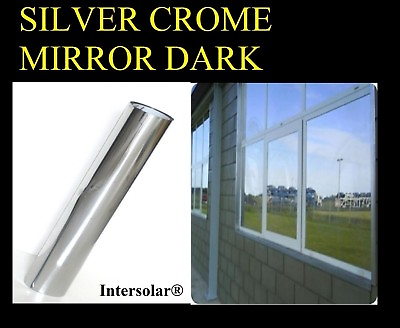 24quot; x20#x27; Home Window Tint Silver Black Film Crome Mirror Stop Heat 2ply 05% Dark $26.00