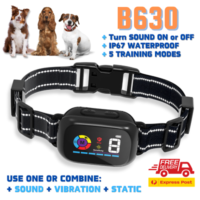 #ad B630 SMART DIGITAL SCREEN SOUND ON OFF VIBRATIONSTATIC ANTIBARKING DOG e COLLAR AU $89.95