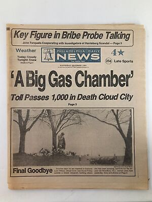 #ad Philadelphia Daily News Tabloid December 5 1984 A Big Gas Chamber Death Cloud $25.00