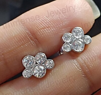 #ad 2 Ct Real Moissanite 925 Sterling Silver Bubble Studs Anniversary Earring $94.01