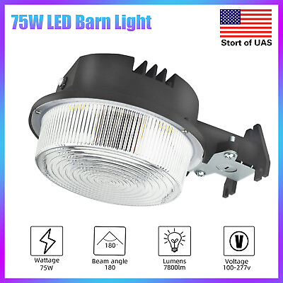 #ad 75W DUSK TO DAWN LED BARN STREET POLE LIGHT SHOE BOX OUTDOOR SECURITY WALL PACK $39.24