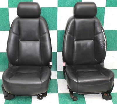#ad *NOTE* 10#x27; ESCALADE Black Perforated Leather Power Memory Heat Cool Bucket Seats $683.99