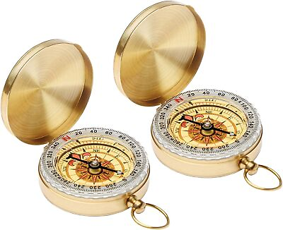 #ad New Portable Compass Brass Keychain Watch Pocket Outdoor Camping Hiking $7.99