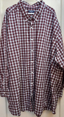 #ad Men#x27;s Nautica Classic Fit Stretch Size 6X Red And White Plaid Button Down Shirt $24.44