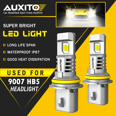 #ad 2X AUXITO 9007 HB5 LED headlight bulb 24000LM High low beam 6500K White M3 EOA $37.04