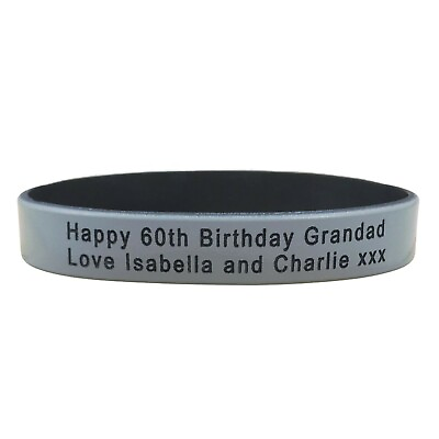 #ad Personalized XL Wristband Custom Engraved Message Silicone Band Gift 9 Inches $37.85