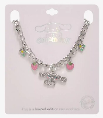 Sanrio Cinnamoroll Strawberry Bling Chain Necklace Rare Limited Edition $28.02