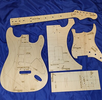 #ad Guitar Body Neck amp;Pickguard Router Template Set 4Standard Strat Parts 3ply STS $69.99