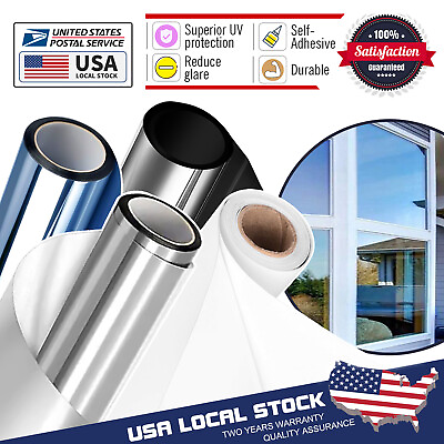 #ad Privacy Window Film Static Cling PVC One Way Mirror Tint Protect UV Reflective $9.88