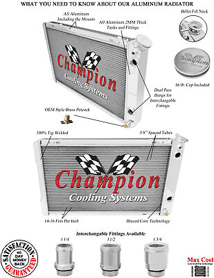 #ad Rel Champion 3 Row Radiator1 1 4quot;1 1 2quot; Fittings 1982 1992 Camaro LS Swap $363.80