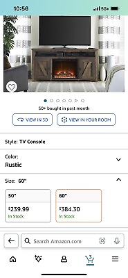 #ad Ameriwood Fireplace TV Stand 120VLED LightAdjustable ShelvesAutomatic Shutoff $250.00