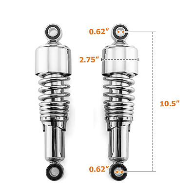 #ad Chrome 10.5quot; Rear Shocks Absorbers Lowering For Harley Road King Tour Glide FLT $72.95