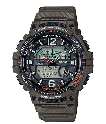 #ad Casio Men#x27;s Quartz Fishing Gear Green Resin Band 48mm Watch WSC1250H 3AV $37.99