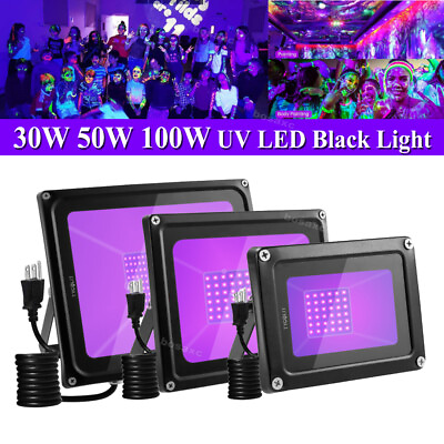 #ad UV LED Black Light Floodlight 30W 50W 100W Christmas Party DJ Dance Glow Light $15.99