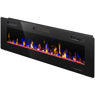 #ad 42#x27;#x27; Electric Fireplace Recessed Wall Mounted Fireplace Heater Ultra Thin $179.99