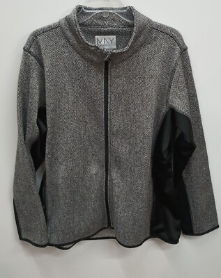 #ad MNY Marc New York Andrew Marc Black White Full Zip Active Sweater Jacket XXL $12.00