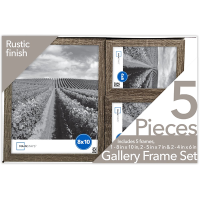 #ad Mainstays 5 PC Gallery Linear Rustic Picture Frame Set Includes 2 4x6 2 5x7 1 $30.02