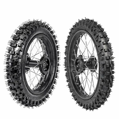 #ad 12mm Front 60 100 14 Rear 80 100 12 Tyre Rim Wheel Pit Dirt Bike Atomik 70 125cc AU $168.99