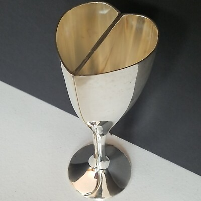#ad Vintage 1975 Split Heart Goblets. Heavy Silver Plate. Wedding Gift. Original Box $35.09