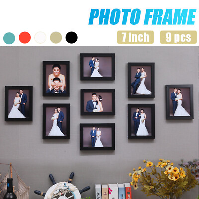 #ad 7#x27;#x27; 9pcs Multi Photo Frame Wall Hanging Picture Collage Holder Morden Home Decor $21.55