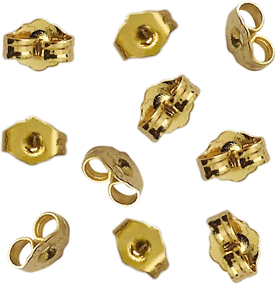 #ad 10Pcs 5 Pairs 14K Yellow Gold Earring Backs Replacement Secure Ear Locking $12.84