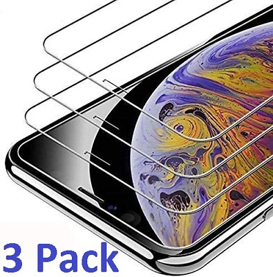 #ad 3 Pack For iPhone 15 14 13 12 11 X XS XR Max Pro Tempered GLASS Screen Protector $2.64