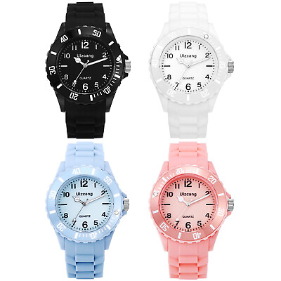 #ad Kids Jelly Silicone Watch Round Arabic Numeral Dial Boy Girls Quartz Wrist Watch $11.39