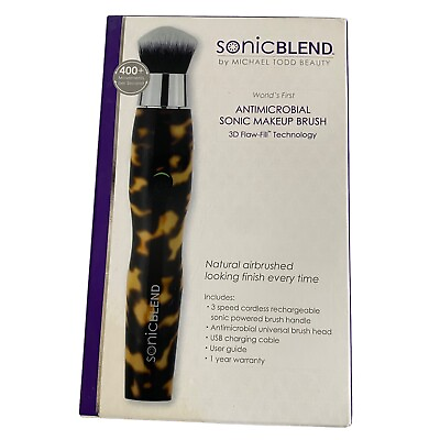 #ad Michael Todd Sonic Blend Makeup Brush Antimicrobial Tortoise Foundation $44.99