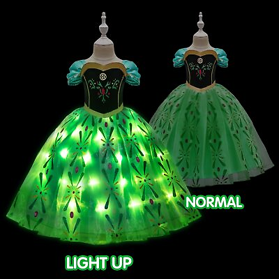 #ad #ad Disney Inspired Frozen Princess Anna Dress Kids Girls Costume LED Lights 3T Up $19.99