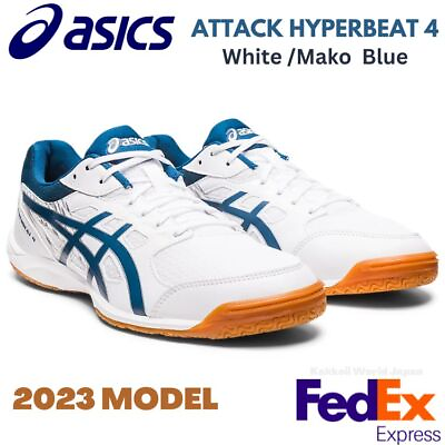 #ad Asics Shoes ATTACK HYPERBEAT 4 White Mako Blue 1073A056 100 UNISEX NEW $104.03